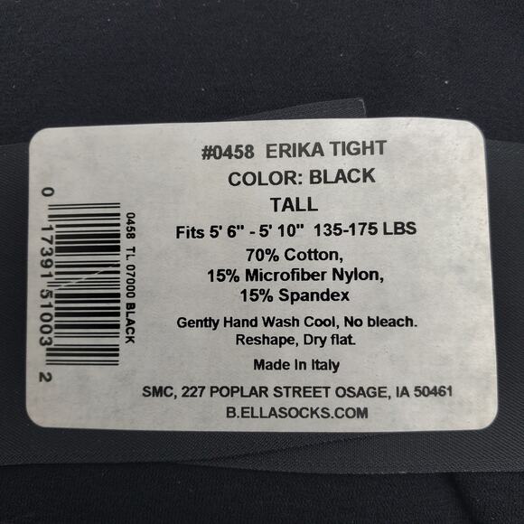 70% Cotton Blend Tights TALL Black B.ella Erika Opaque NEW Italian Luxe Hosiery - Picture 5 of 5